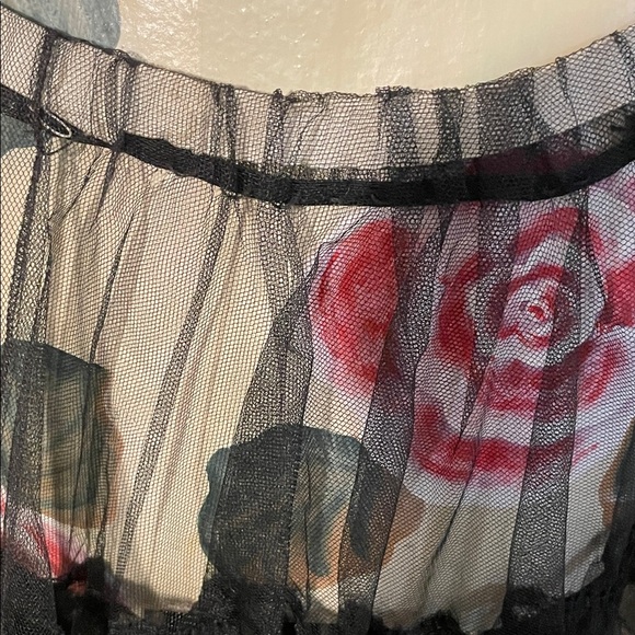 Petticoat- Black Sheer Netted Handmade Vintage Full Overlapping Petticoat Skirt - Picture 3 of 7